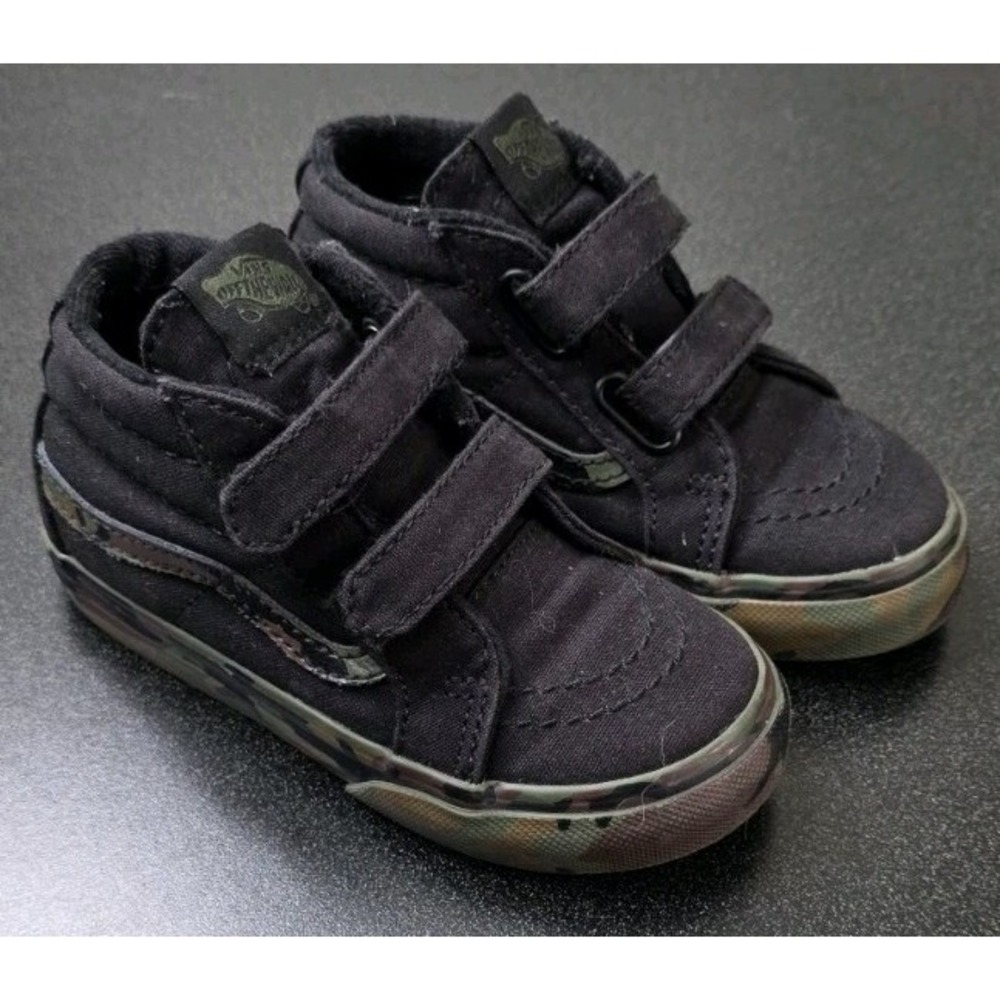 Toddler Vans Sk8-Mid Reissue V Skate Shoe Black Camo Strap On Toddler 8 Boys